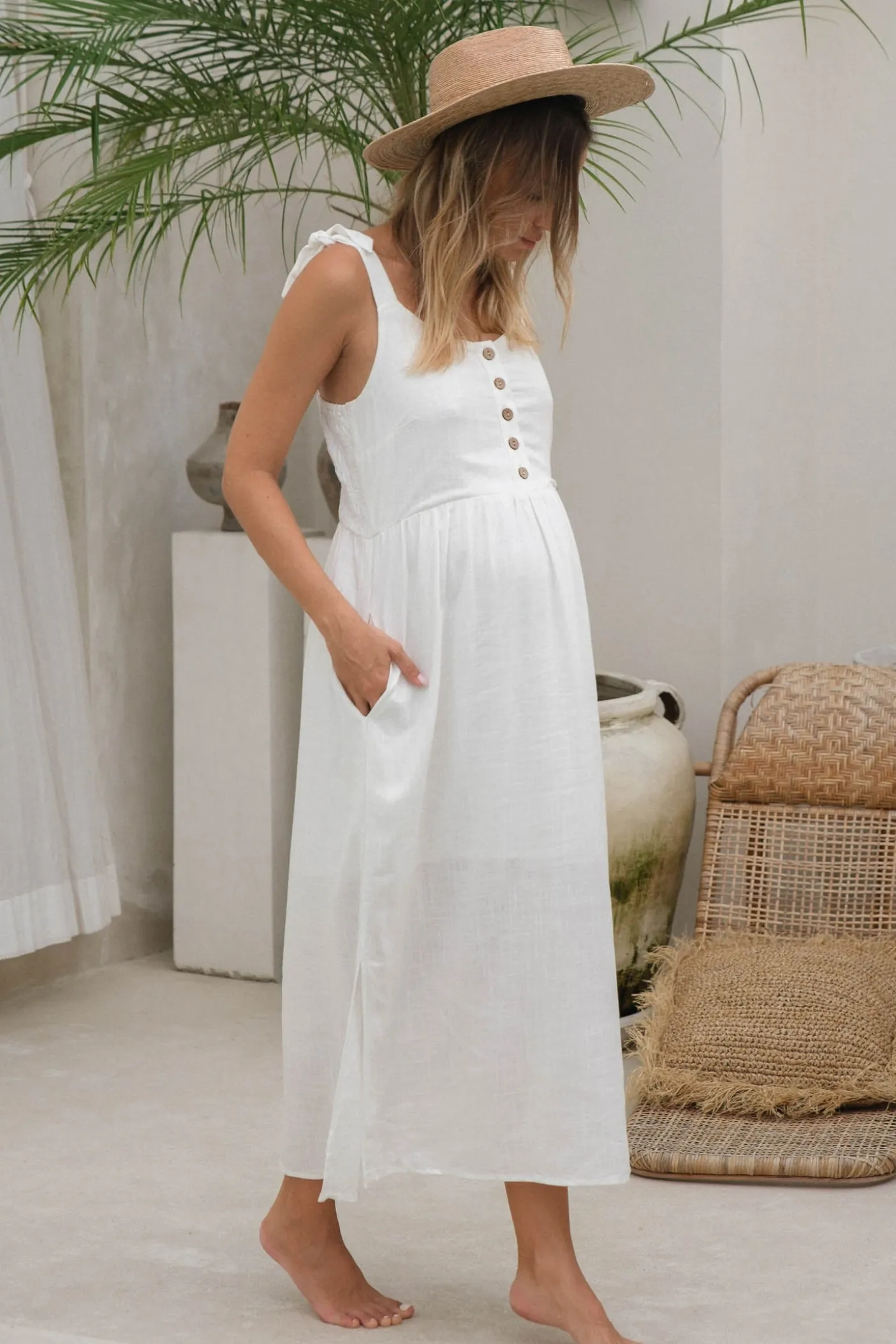 Breeze Along Midi Dress - White