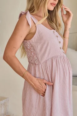 Breeze Along Mini Dress - Clay Stripe