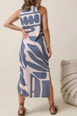 Calibration Nursing Column Dress -Blue Abstract