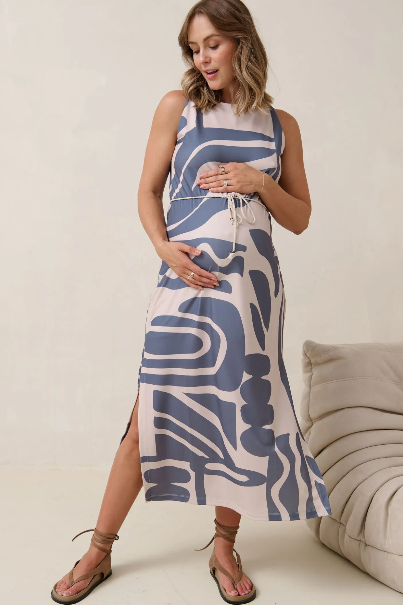 Calibration Nursing Column Dress -Blue Abstract