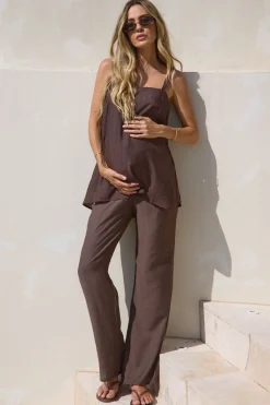 Ease Away Crinkle Pant -Chocolate