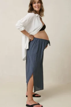 Ease Away Crinkle Skirt - Steel Blue