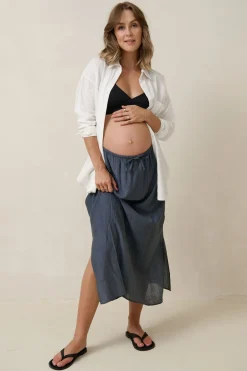 Ease Away Crinkle Skirt - Steel Blue
