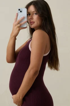 Got The Edge Knit Dress - Burgundy