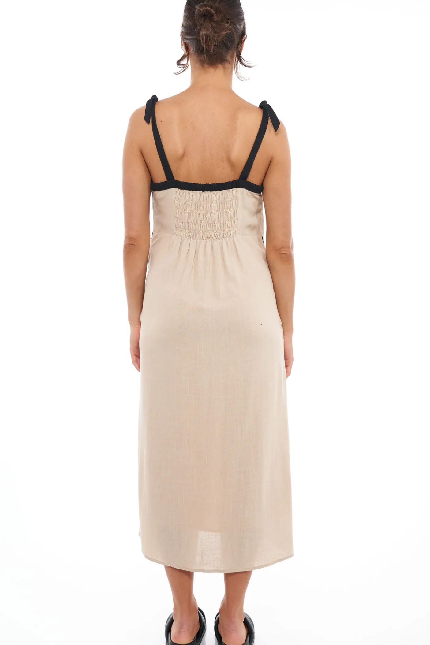 In Contrast Linen Dress*