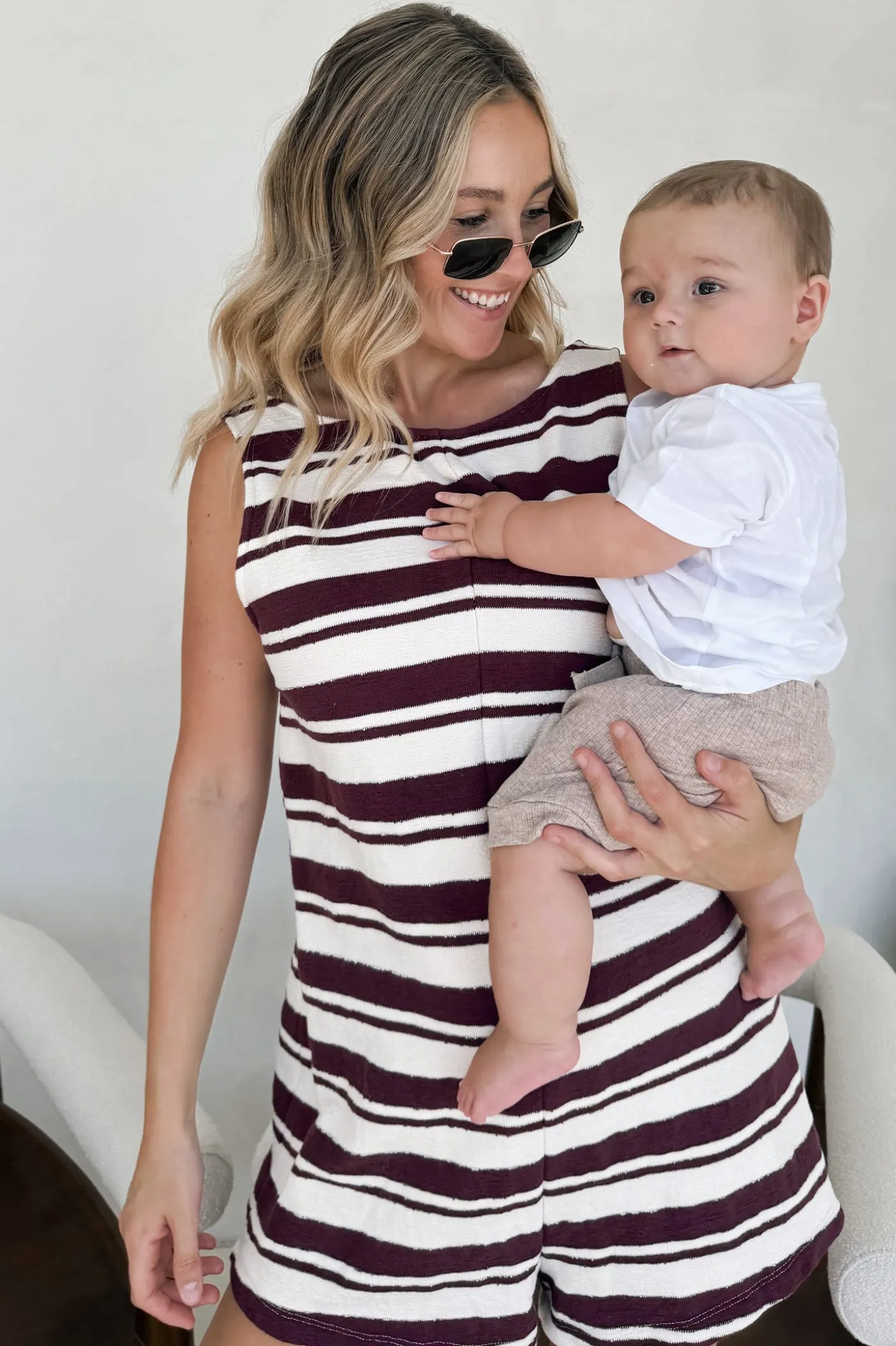 Kindred Nursing Playsuit - Burgundy Stripe