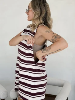 Kindred Nursing Playsuit - Burgundy Stripe