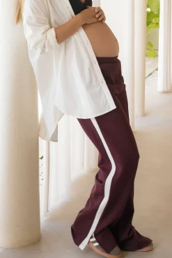 Like This Stripe Trackpant - Burgundy