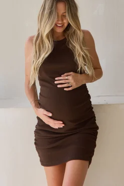 Real Love Rouched Dress - Chocolate