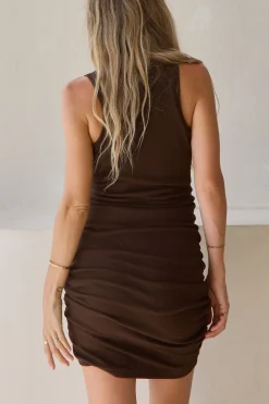 Real Love Rouched Dress - Chocolate