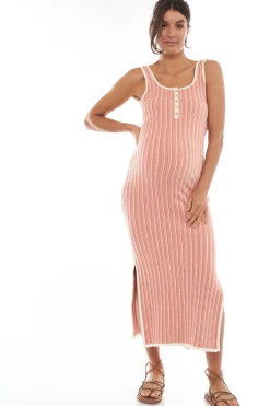 Sunset Column Knit Dress - Orange