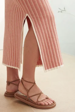 Sunset Column Knit Dress - Orange