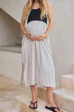 The Happening Nursing Dress - Blk/Stripe