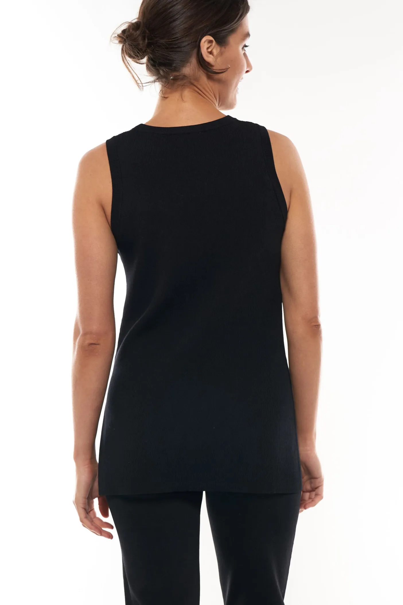 Up And Over Longline Tank - Black