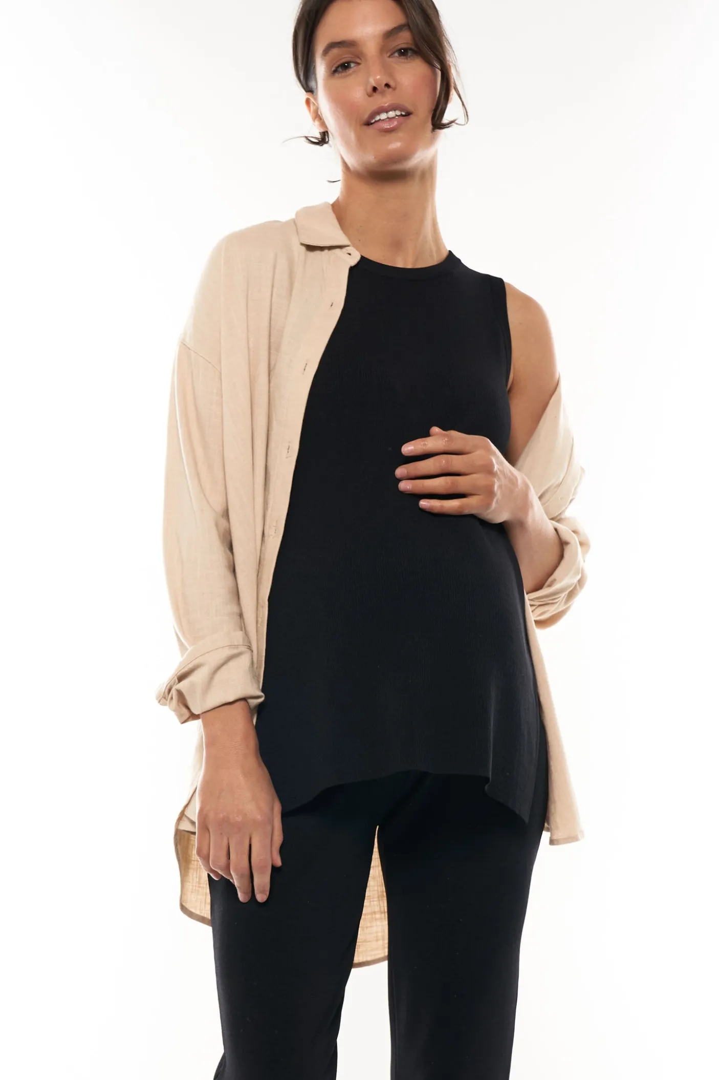 Up And Over Longline Tank - Black