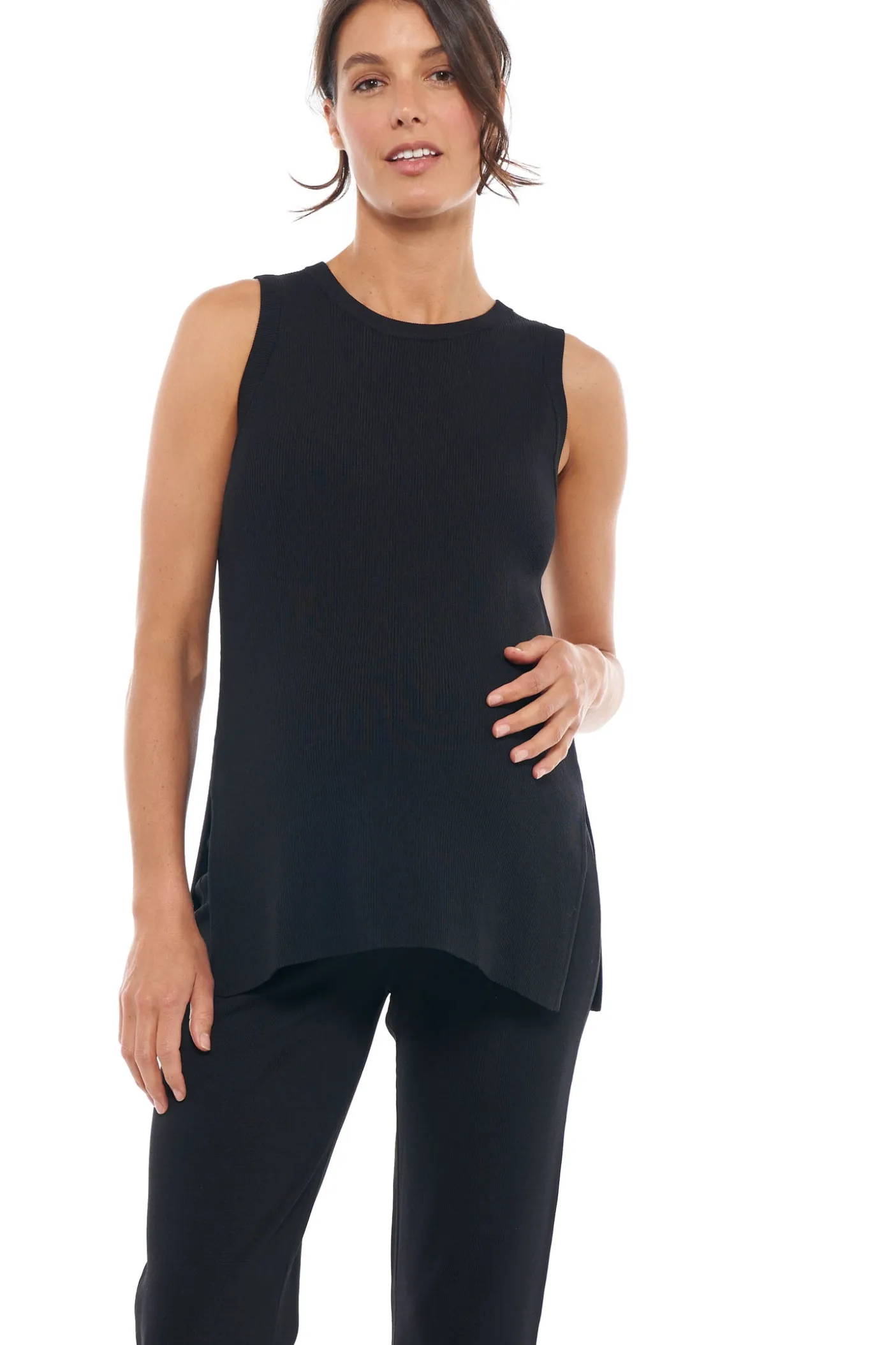Up And Over Longline Tank - Black